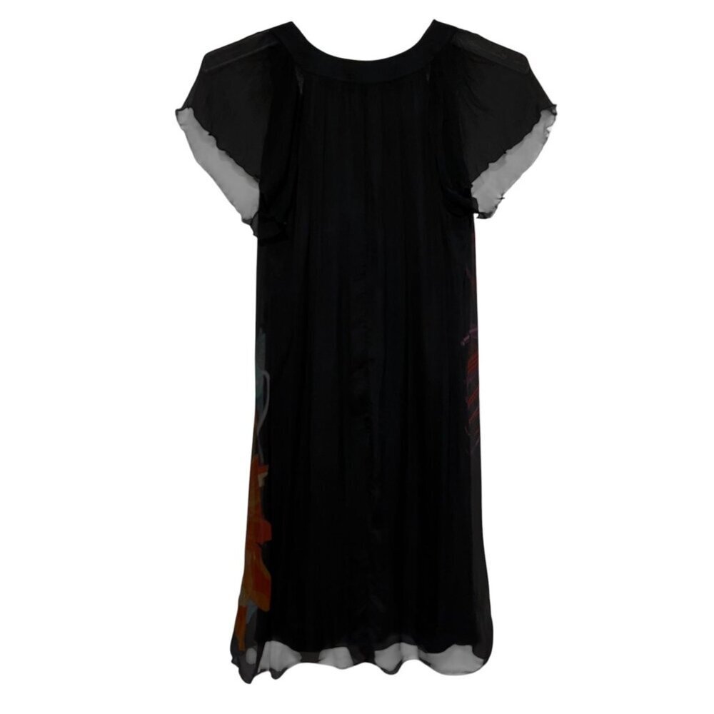 Y2K Max Studio Silk Midi Dress L Babydoll A Line Whimsygoth Dark Fairy 100% Silk - Picture 5 of 7